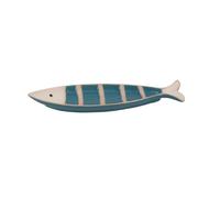Gisela Graham Nautical Fish Trinket Dish, Striped, Blue, Stoneware, 19cm