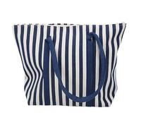 Gisela Graham Navy Blue Vertical Striped Canvas Shopper Bag, Tote Bag, 49cm x 36cm