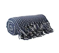 Gisela Graham Navy Blue Woven Cotton Throw Blanket