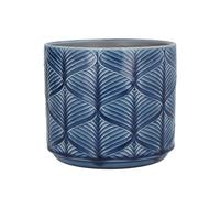 Gisela Graham Navy Wavy Stoneware Plant Pot Cover