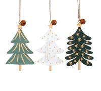 Gisela Graham New England Wooden Tree Decorations - set of three