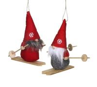 Gisela Graham Nordic Santa on Skis Decorations (Set of 2)