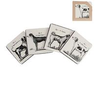 Gisela Graham Nostalgic French Chic Vintage Ceramic Styled Dog Line Drawing Coasters/Placemats/Drinkmats