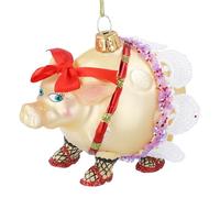 Gisela Graham Novelty Glass Pig Christmas Tree Decoration