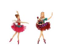 Gisela Graham Nutcracker Clara Ballerina Tree Decoration Set of 2 Assorted