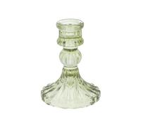 Gisela Graham Olive Green Cut Glass Candlestick. Small, 10cm