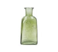 Gisela Graham Olive Green Glass Bottle Vase with Wild Flower Design, 19cm
