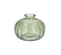 Gisela Graham Olive Green Glass Bud Vase, Ribbed Onion Shape