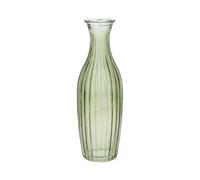 Gisela Graham Olive Green Glass Vase, Ribbed Design, Slim Bud Style