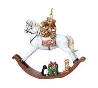 Gisela Graham One Resin Teddy on Rocking Horse hanging Christmas Decoration
