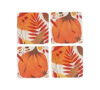 Gisela Graham Orange Pumpkin Coasters, Set of 4