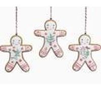 Gisela Graham P Nordic 'Iced' Gingerbread Resin Man Decoration, 3 assorted