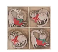 Gisela Graham Painted Wooden Cats Box of Hanging Chrisatmas Decorations