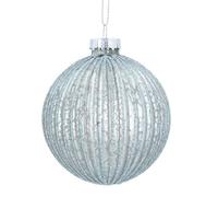 Gisela Graham Pale Blue Ribbed Glass Ball/Bauble Decoration