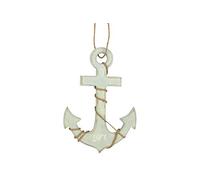 Gisela Graham Pale Blue Wooden Anchor Decoration, Medium