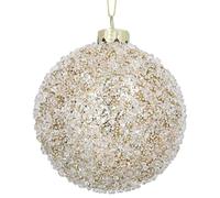Gisela Graham Pale Gold Beaded Bauble, 8cm