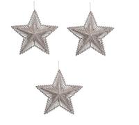 Gisela Graham Pale Gold Glitter Star Decorations, set of 3