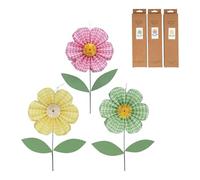 Gisela Graham Paper Hanging Flower Decorations, Set of 3, Gingham Spring Easter Hanging Ornaments, Pastel Paper Floral Decorations