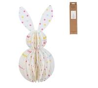 Gisela Graham Paper Honeycomb Easter Bunny Decoration, White with Polka Dots, 23cm