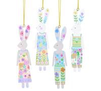 Gisela Graham Pastel Flowers Boy/Girl Bunny Easter Decorations - set of four