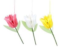 Gisela Graham Pastel Honeycomb Tulip Decorations - set of three