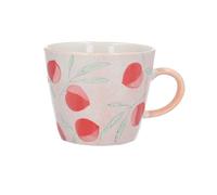Gisela Graham Peaches Stoneware Mug, Pink and Coral Floral Pattern