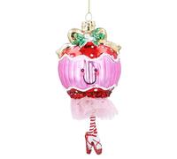 Gisela Graham Pink and Red Glass Bauble with Tutu 14x7x6cm Hanging Decoration