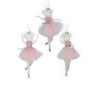 Gisela Graham Pink and White Fabric Ballerina Mice 20x12x11cm Hanging Tree Decoration