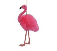 Gisela Graham Pink Faux Fur Flamingo Hanging Christmas Decoration, 30 cm