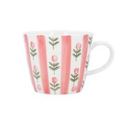 Gisela Graham Pink Floral Striped Mug, 300ml, Stoneware
