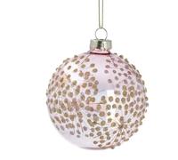 Gisela Graham Pink Starbursts Design Glass Bauble Set of TWO 8cm