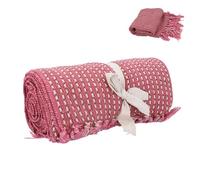 Gisela Graham Pink Woven Cotton Throw Blanket