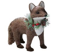 Gisela Graham Plush Christmas Ornament 23cm - Brown/White Fox w Wreath