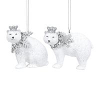 Gisela Graham Polar Bear Christmas Decorations, set of 2