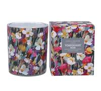 Gisela Graham Pomegranate Noir Scented Candle, Floral Pattern Glass, 8cm Diameter