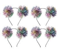 Gisela Graham Rainbow Tinsel Pom Pom Headband pack of four