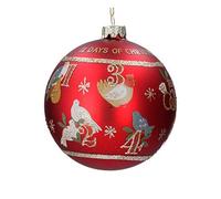 Gisela Graham Red 12 Days of Christmas Glass Bauble, 8cm