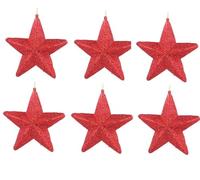 Gisela Graham Red 3D Star Christmas Decorations, Set of 6