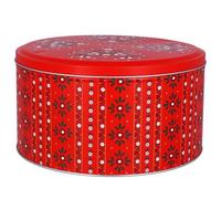 Gisela Graham Red Alpine Design Metal Cake Storage Tin, Round 23cm