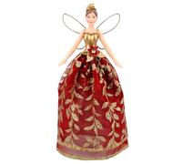 Gisela Graham Red and Gold Leaf Fairy Christmas Tree Topper