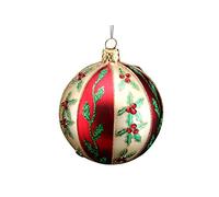 Gisela Graham Red and Gold Traditional Holly Christmas Bauble Decoration