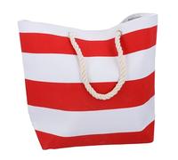 Gisela Graham Red and White Striped Canvas Beach Bag with Rope Handles, 48cm x 38cm