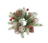 Gisela Graham: Candle Ring Christmas Frosted Berrie Ring in two sizes - Suitable for Dinner & Pillar Candles (1" Dinner Candle Rings(set of 2))