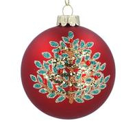 Gisela Graham Red Christmas Bauble with Glitter Tree