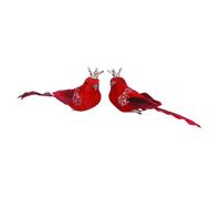 Gisela Graham Red Feather Bird Clip On Decorations