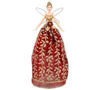 Gisela Graham Red & Gold Fabric & Resin 28 Centimetre Tree Top Fairy