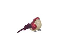 Gisela Graham Red & Gold Mini Clip on Bird Decoration