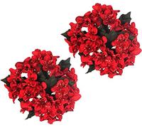 Gisela Graham Red & Green Fabric Hydrangea Candle Ring Small (Set of 2)