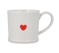 Gisela Graham Red Heart Stoneware Mug, 260ml, White with Red Heart Design, Valentines Gift