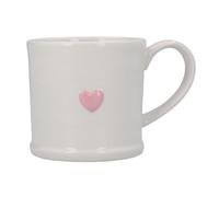 Gisela Graham Red Heart Stoneware Mug, 260ml, White with Red Heart Design, Valentines Gift